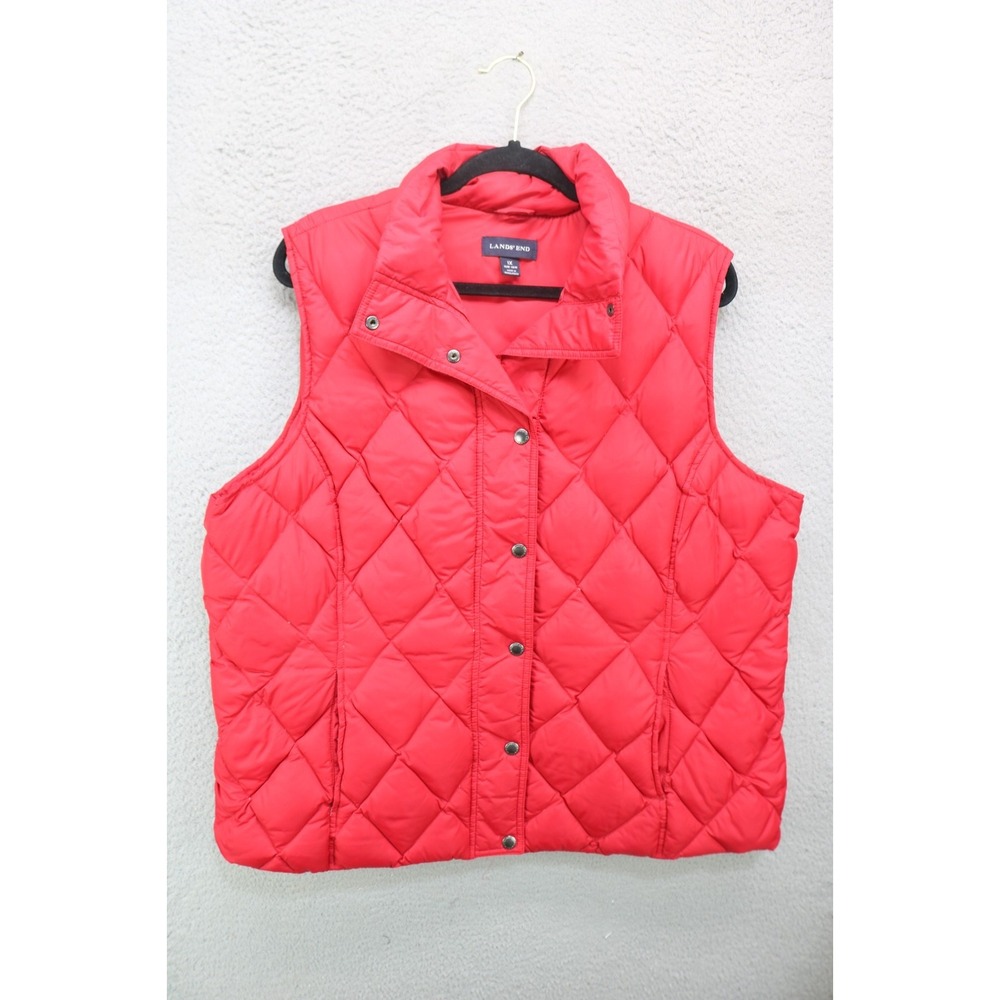 Land's End Red Snap-Down & Feathers Fill Puffer Vest-1X(16-18W)